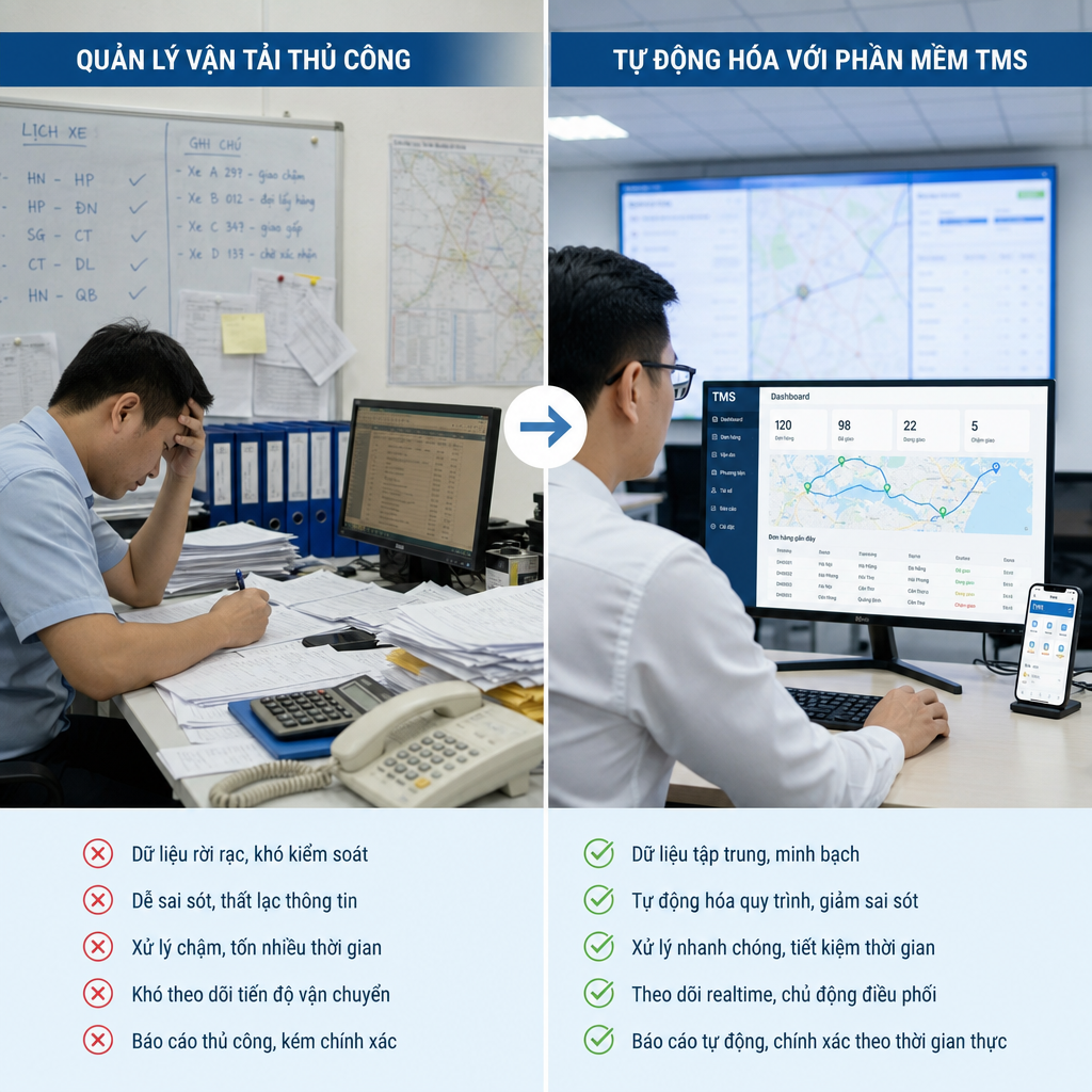 Từ Quản Lý Vận Tải Thủ Công Đến Tự Động Hóa Với Phần Mềm TMS