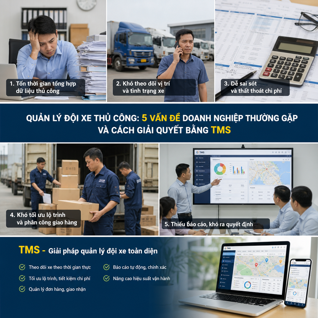 Quản Lý Đội Xe Thủ Công: 5 Vấn Đề Doanh Nghiệp Thường Gặp Và Cách Giải Quyết Bằng TMS