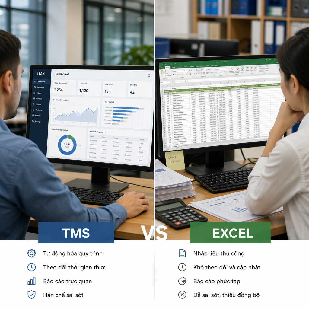 Phần Mềm Quản Lý Vận Tải TMS Hay Excel: Doanh Nghiệp Nên Chọn Phương Án Nào?