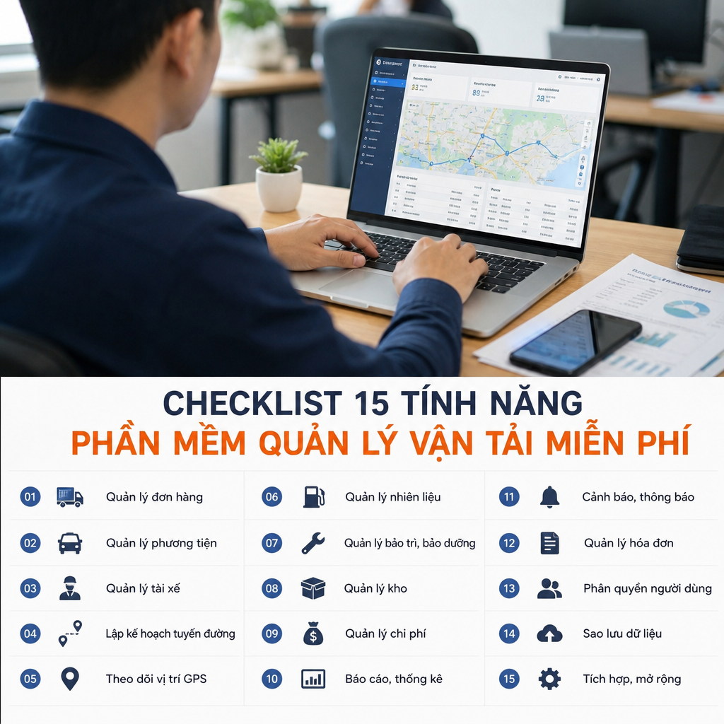 Phần Mềm Quản Lý Vận Tải Miễn Phí Có Những Tính Năng Gì? Checklist 15 Tính Năng Cần Kiểm Tra