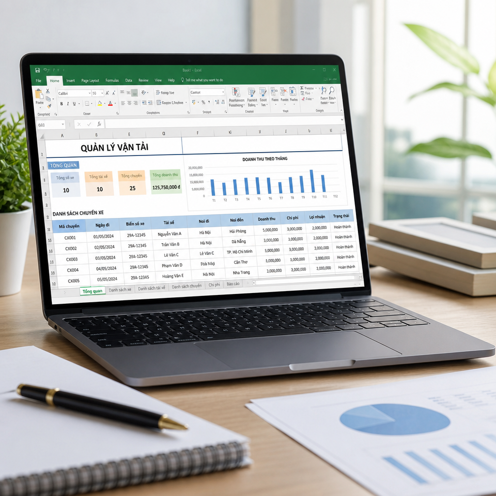 Mẫu Excel Quản Lý Vận Tải Miễn Phí: File Quản Lý Xe, Tài Xế Và Chuyến Xe