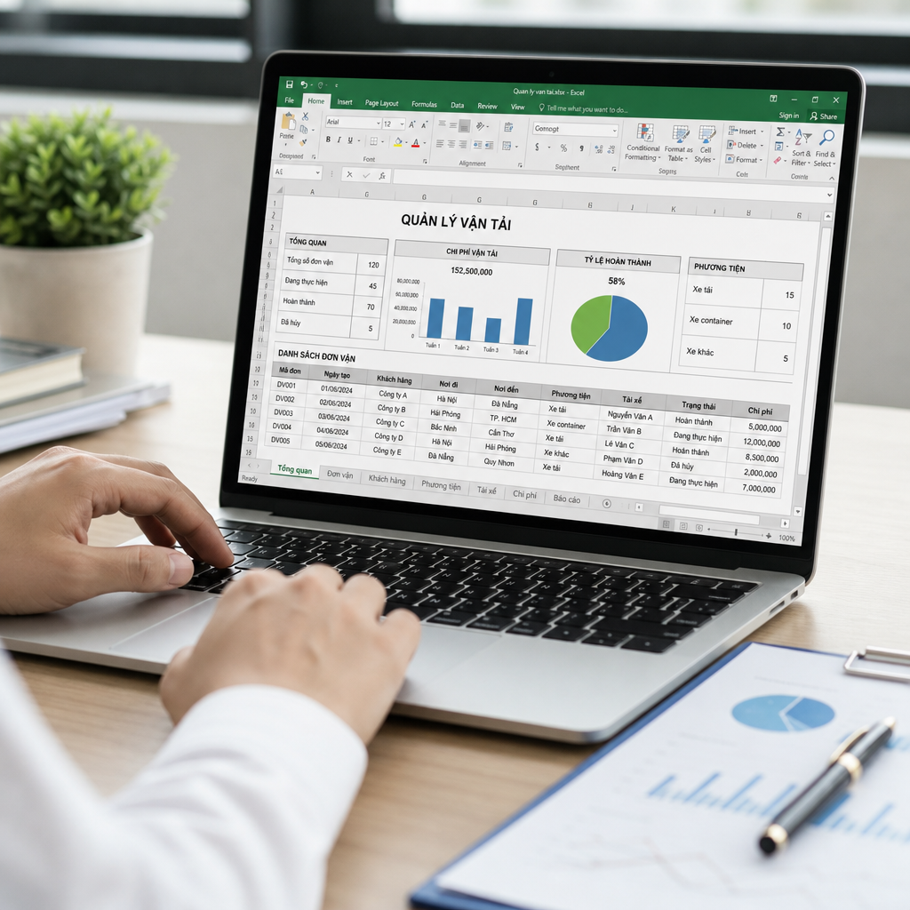 File Excel Quản Lý Vận Tải Gồm Những Sheet Nào? Cấu Trúc File Chuẩn Cho Doanh Nghiệp