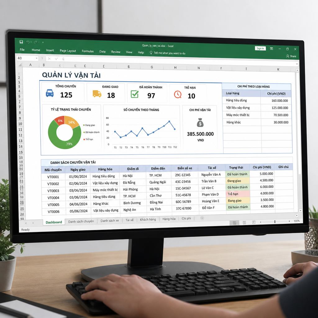 Cách Tạo File Excel Quản Lý Vận Tải Chuyên Nghiệp Cho Doanh Nghiệp